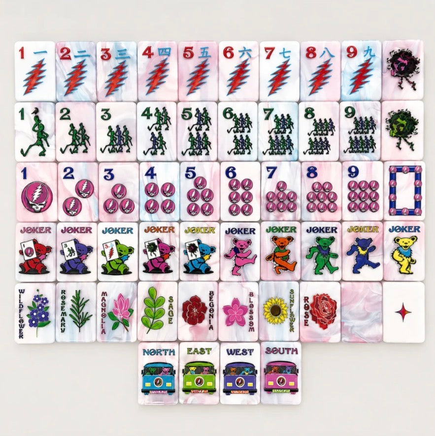 Grateful Dead Tiles (Rose Pink Tye Dye Pearl) - Bespoke Mahjong