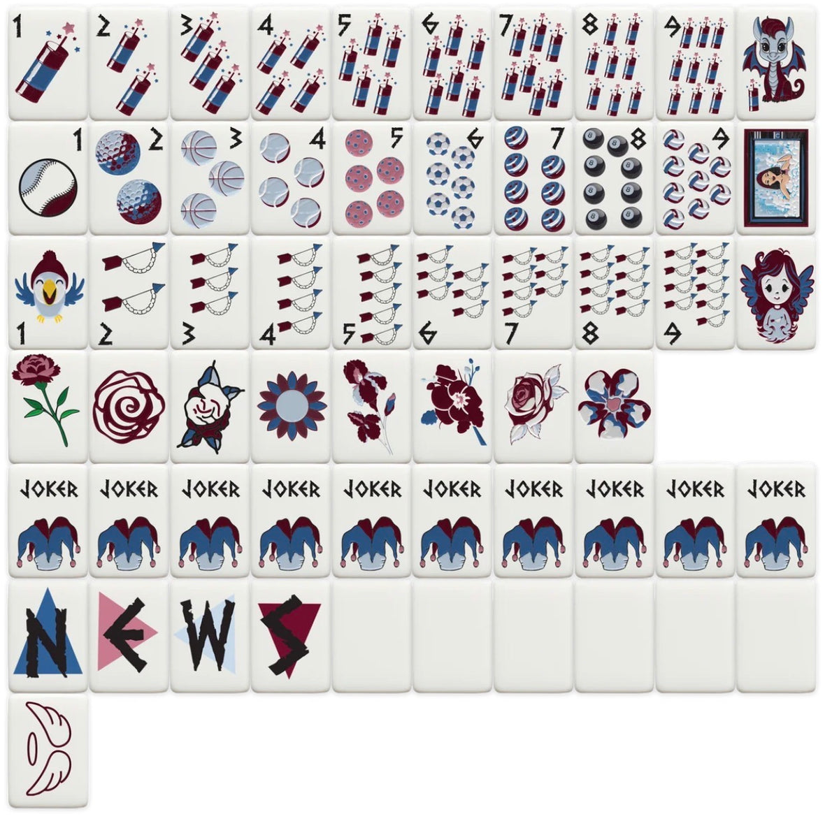 Mahjong Sisterhood Pi Beta Phi Bid Day Bundle- Mahjong Tiles, Mat, and Shufflers