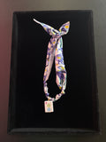 Mahjong Tile Scarf Necklace- blue floral with 2 dot