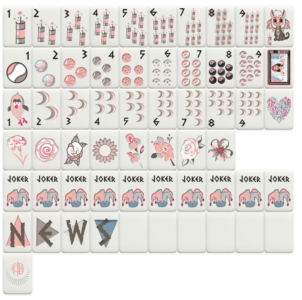 Mahjong Sisterhood Gamma Phi Beta Bid Day Bundle- Mahjong Tiles, Mat, and Shufflers