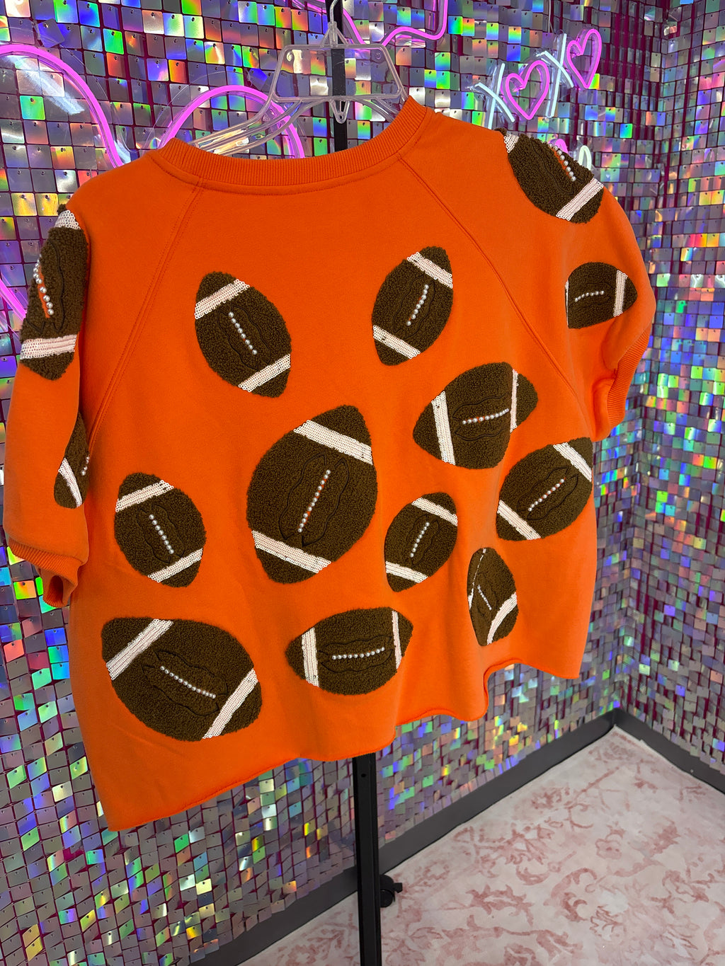 Queen of Sparkles QOS NWOT Orange Football Shirt XL