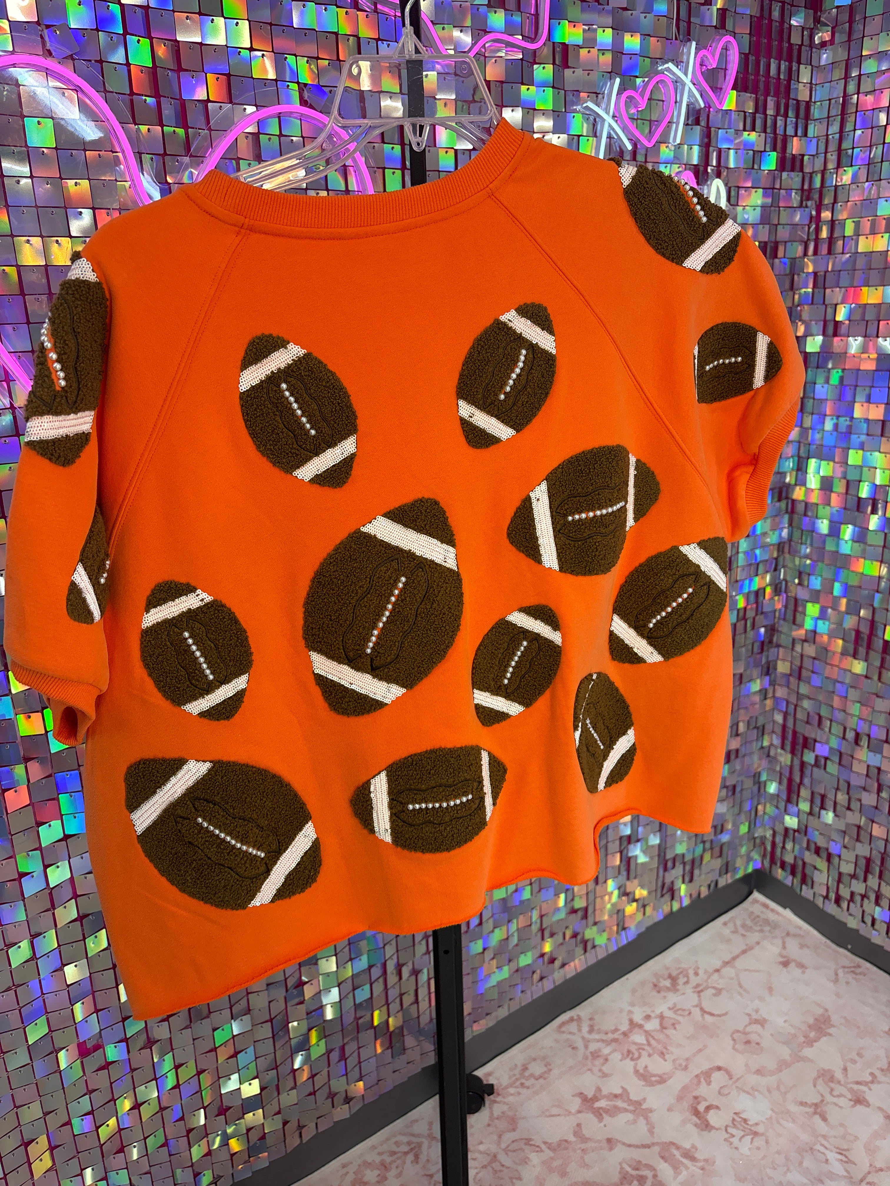 Queen of Sparkles QOS NWOT Orange Football Shirt XL