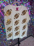 Queen of Sparkles QOS EUC White Football Tee L