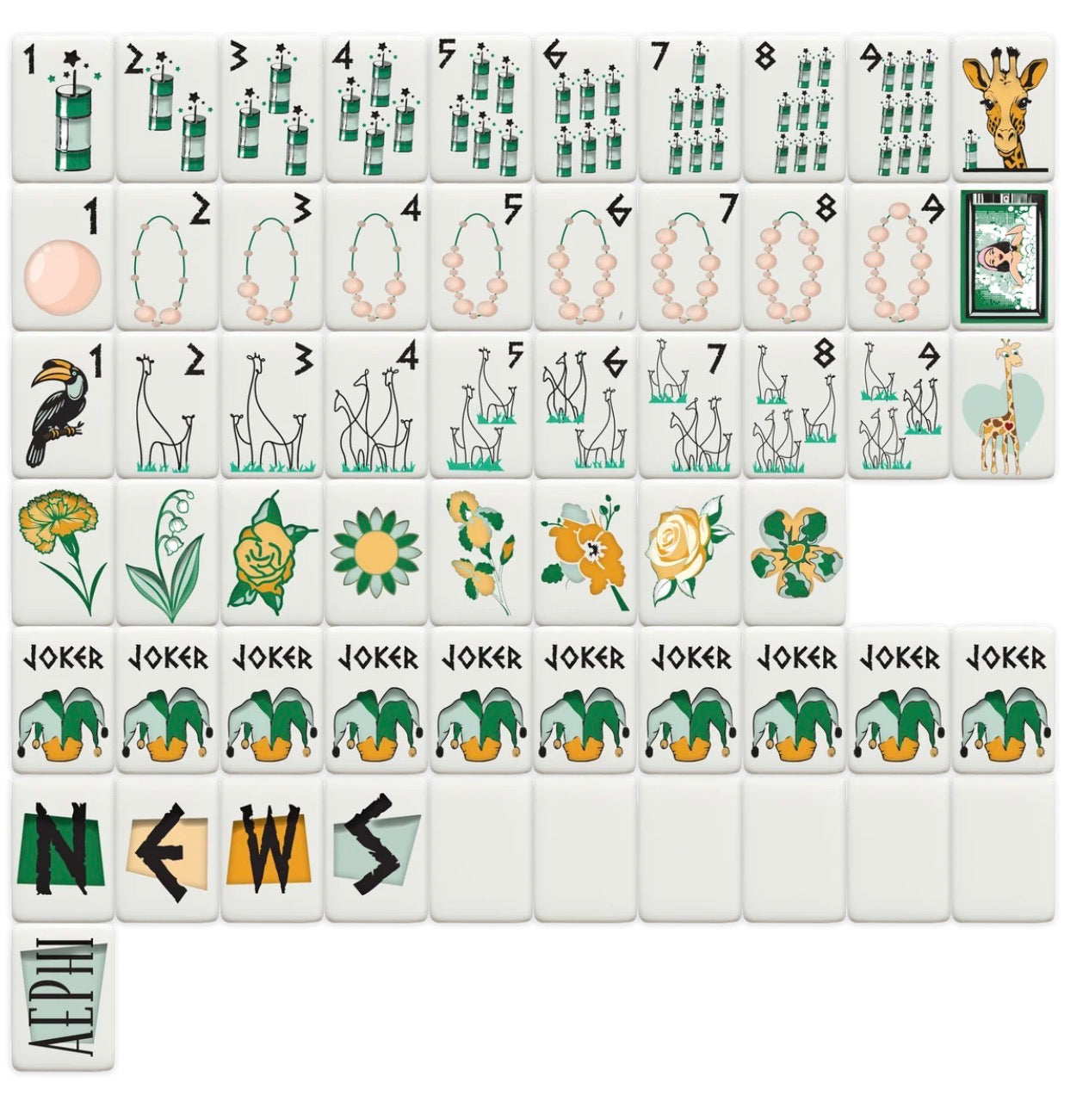 Mahjong Sisterhood Alpha Epsilon Pi Bid Day Bundle - Mahjong Tiles, Mat, and Shufflers