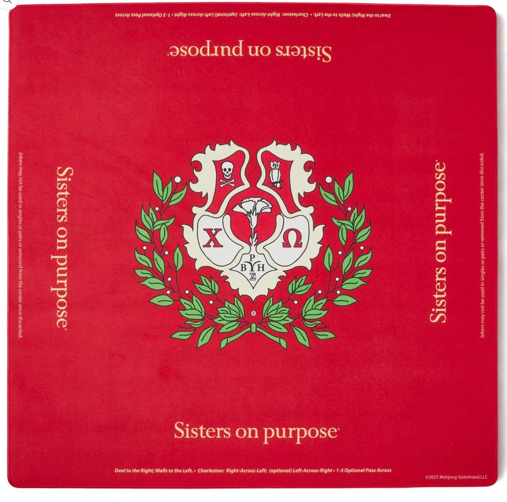 Mahjong Sisterhood Chi Omega Bid Day Bundle- Mahjong Tiles, Mat, and Shufflers