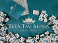 Mahjong Sisterhood Zeta Tau Alpha Bid Day Bundle - Mahjong Tiles, Mat, and Shufflers