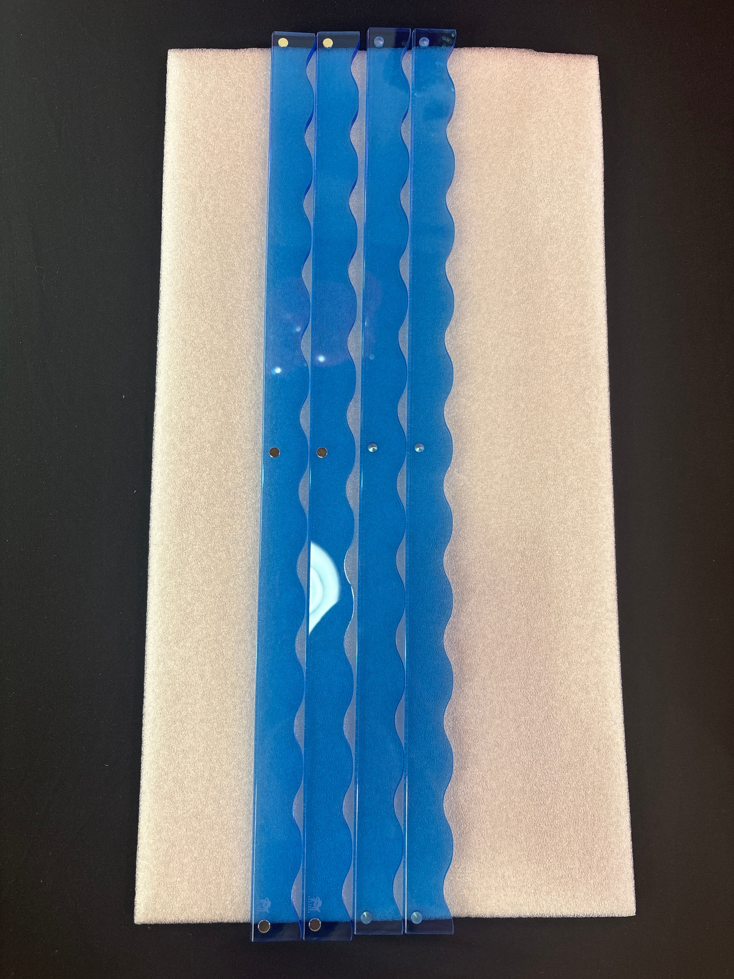 My Fair Mahjong MAHJONG RACK PUSHER ADD ON-MAGNETIC | Premium Acrylic Set(4): Scalloped Blue Transparent