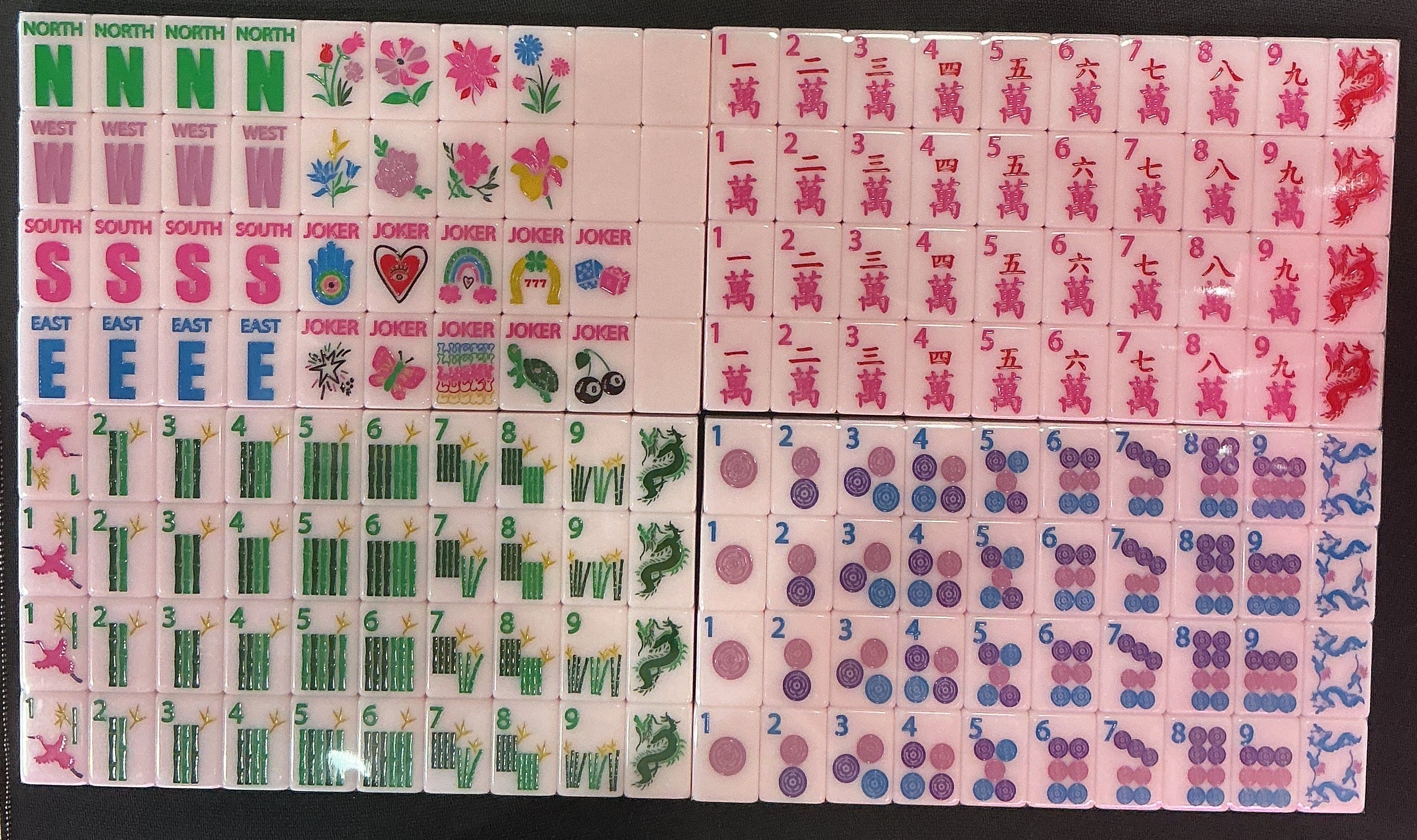 Lucky Charm Tiles (Pink)- Bespoke Mahjong