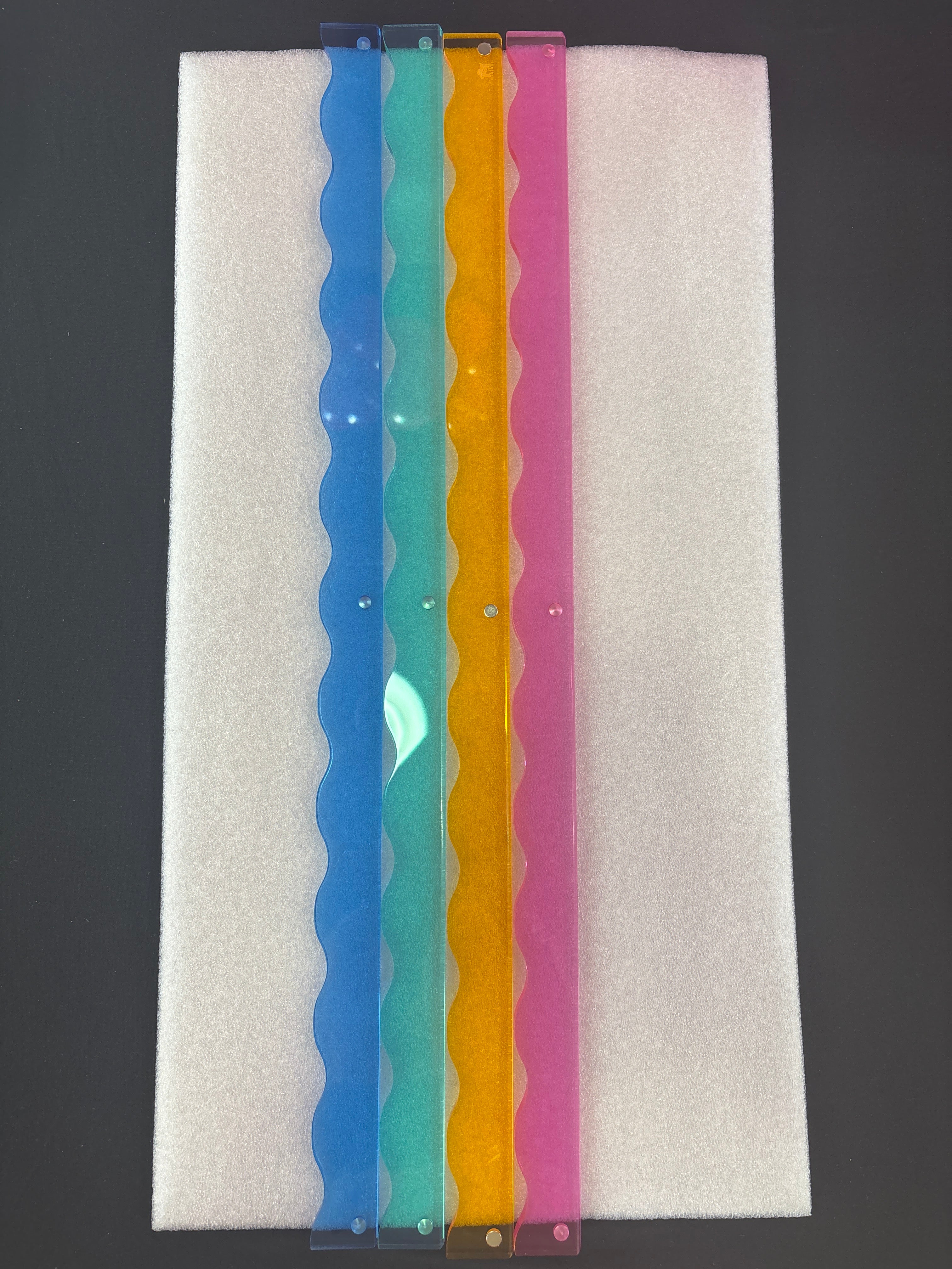 My Fair Mahjong MAHJONG RACK PUSHER ADD ON-MAGNETIC | Premium Acrylic Set(4): Scalloped Multi Transparent