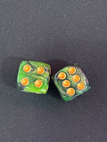 Green Marble Gold Dot Mahjong Dice
