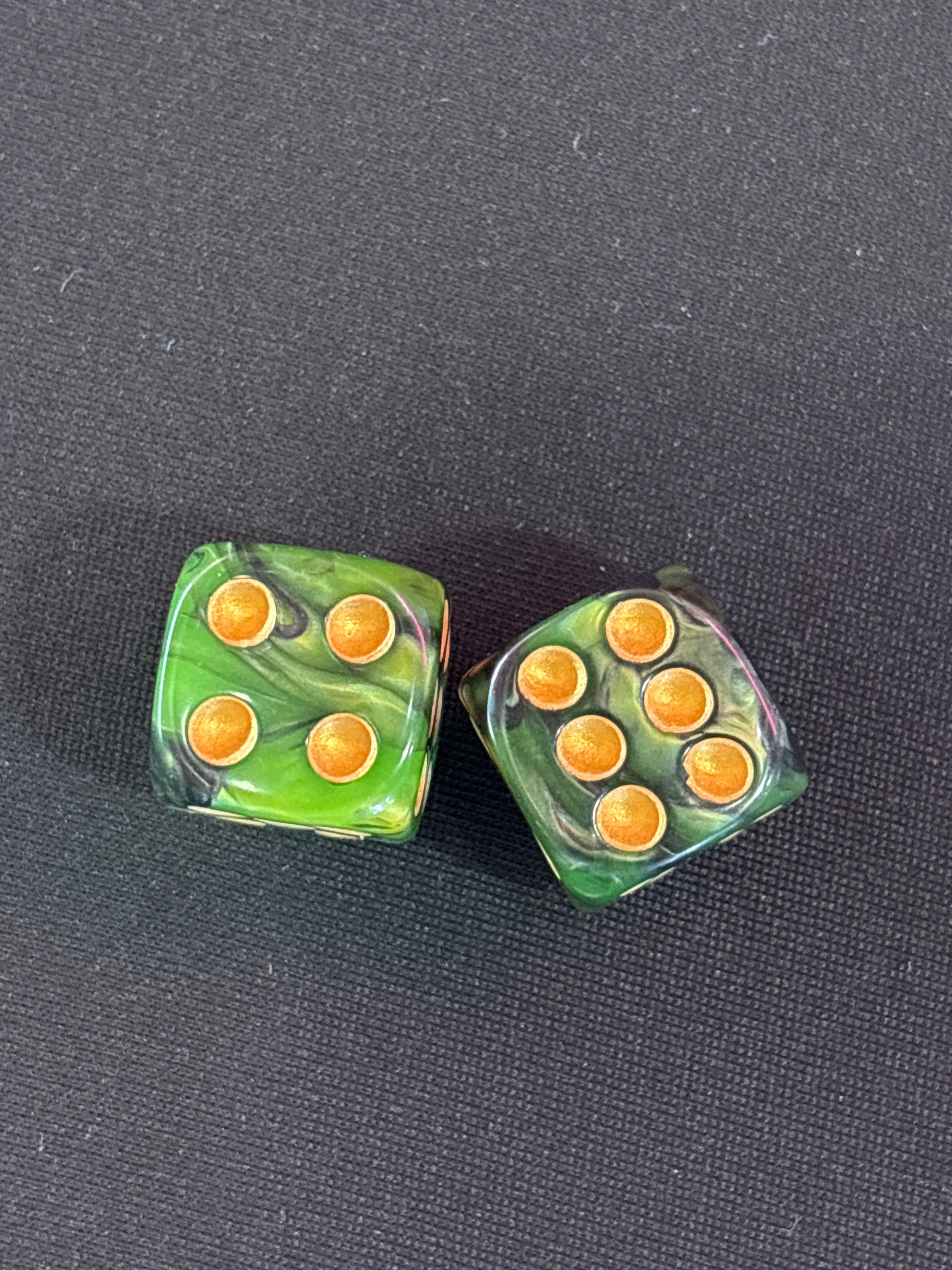 Green Marble Gold Dot Mahjong Dice