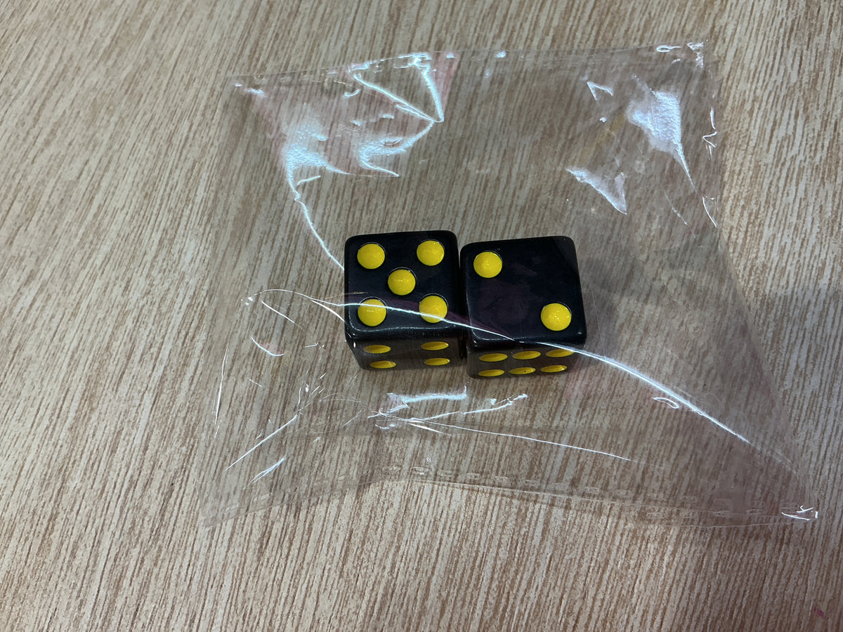 Yellow on Black Mahjong Dice