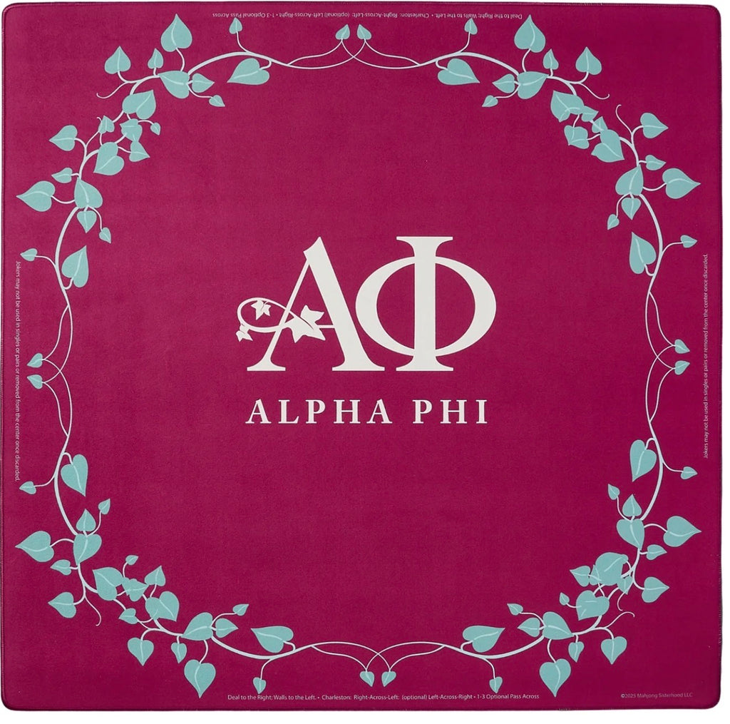 Mahjong Sisterhood Alpha Phi Bid Day Bundle- Mahjong Tiles, Mat, and Shufflers