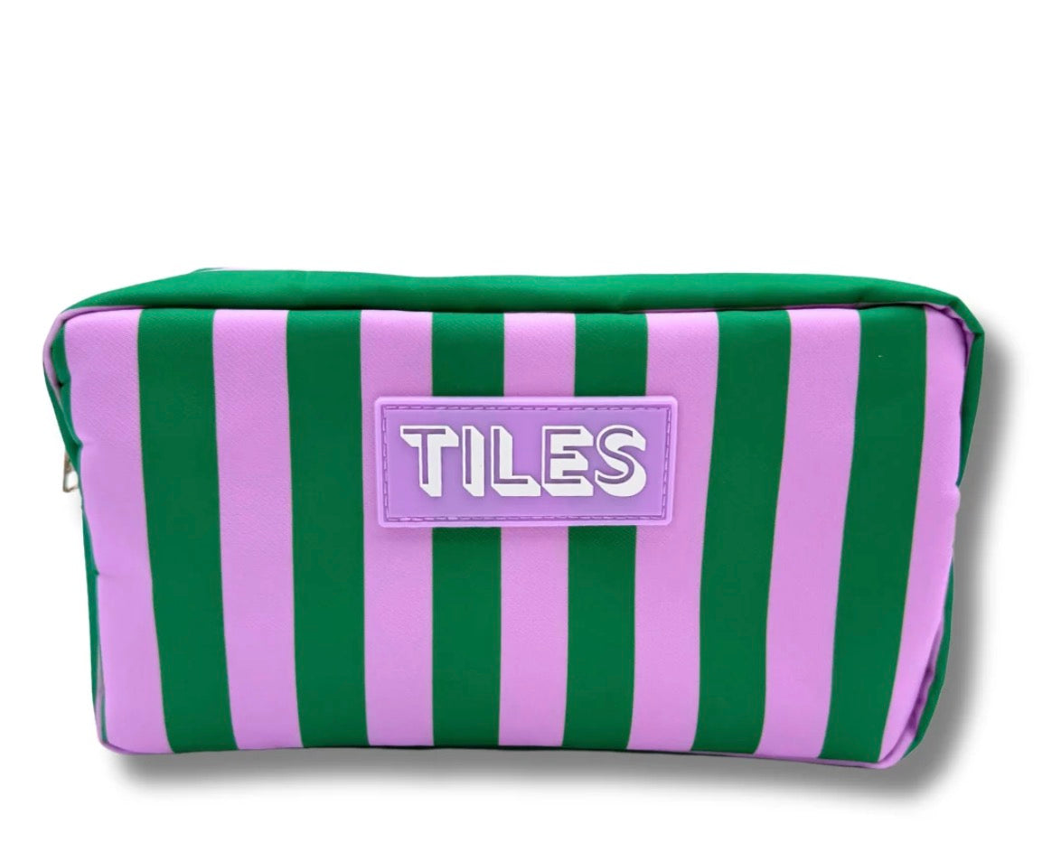 My Fair Mahjong Purple and Green Stripe Tile Bag