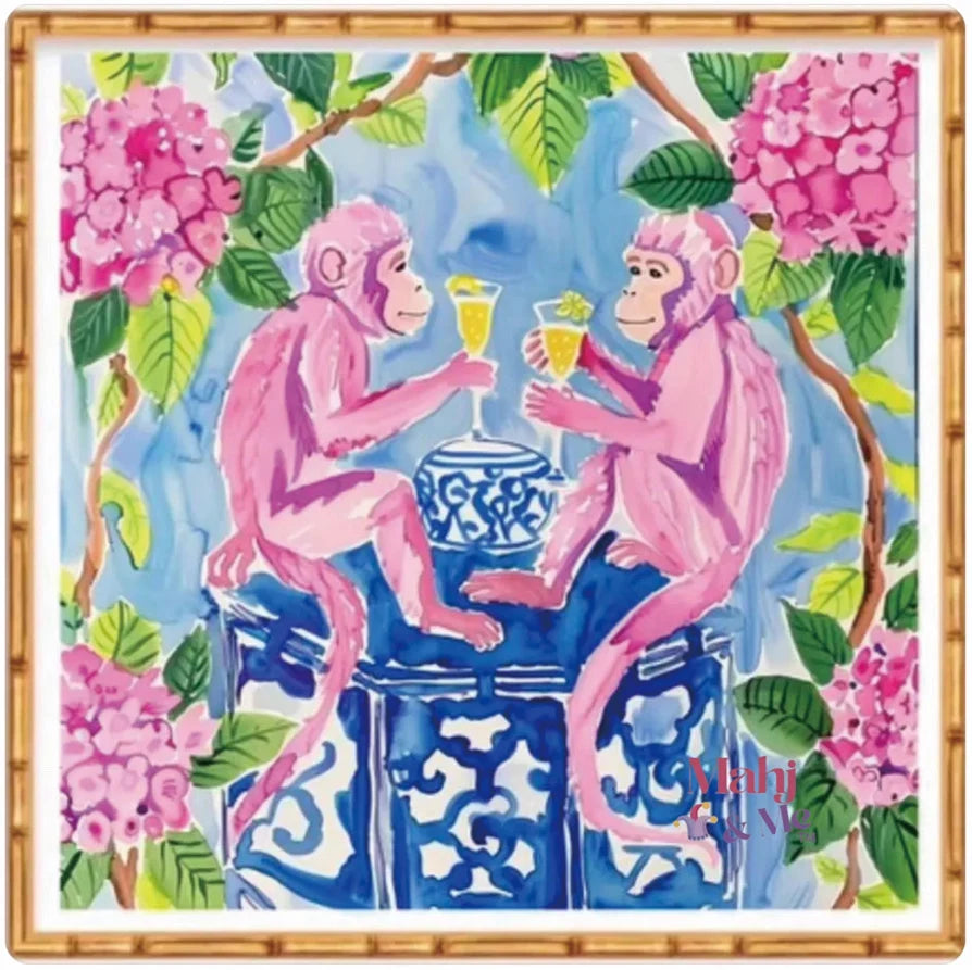 Mahj & Me - Cheers Pink Monkeys Mahjong Mat