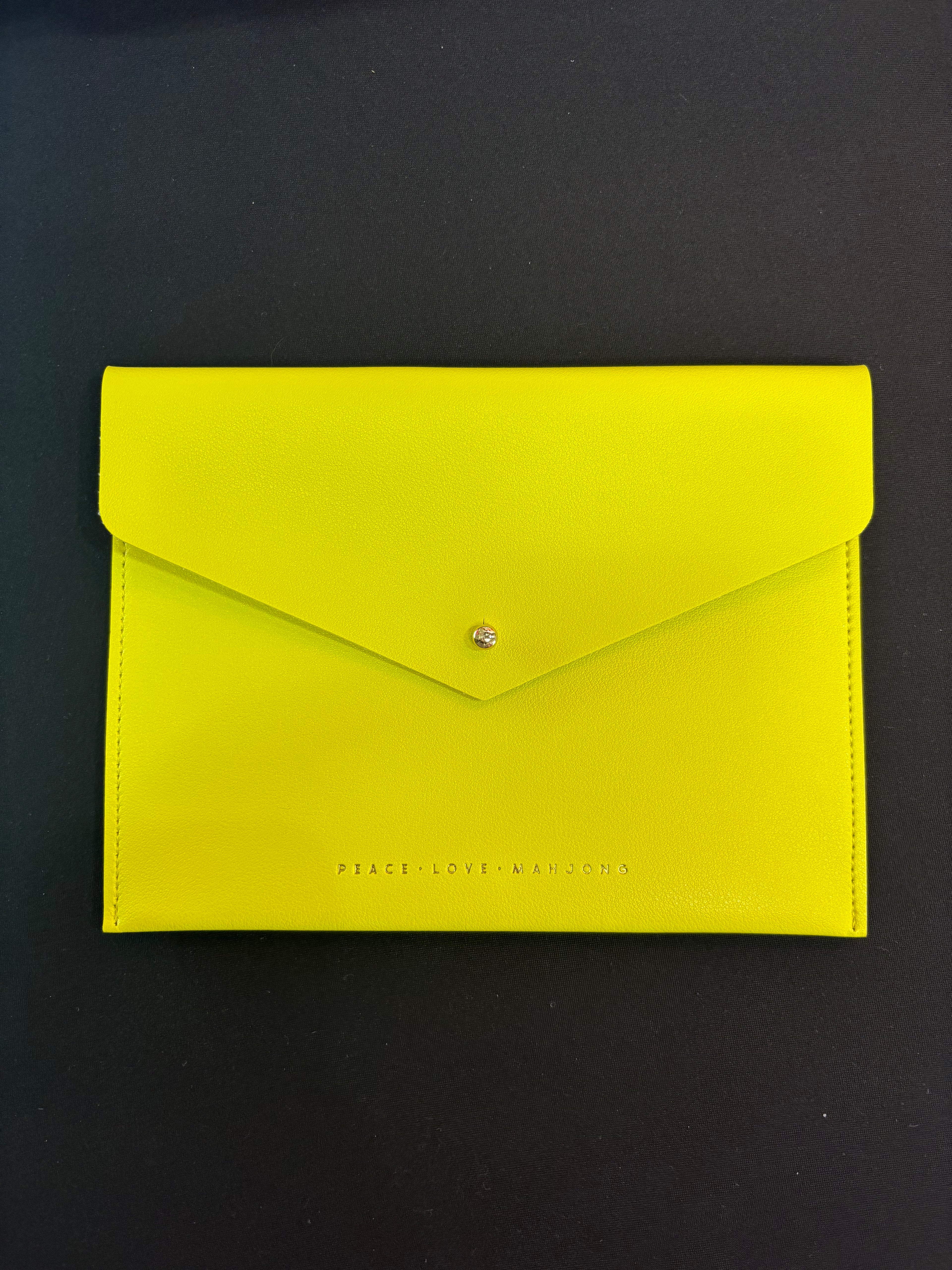 Peace Love Mahjong Chartreuse Card Clutch