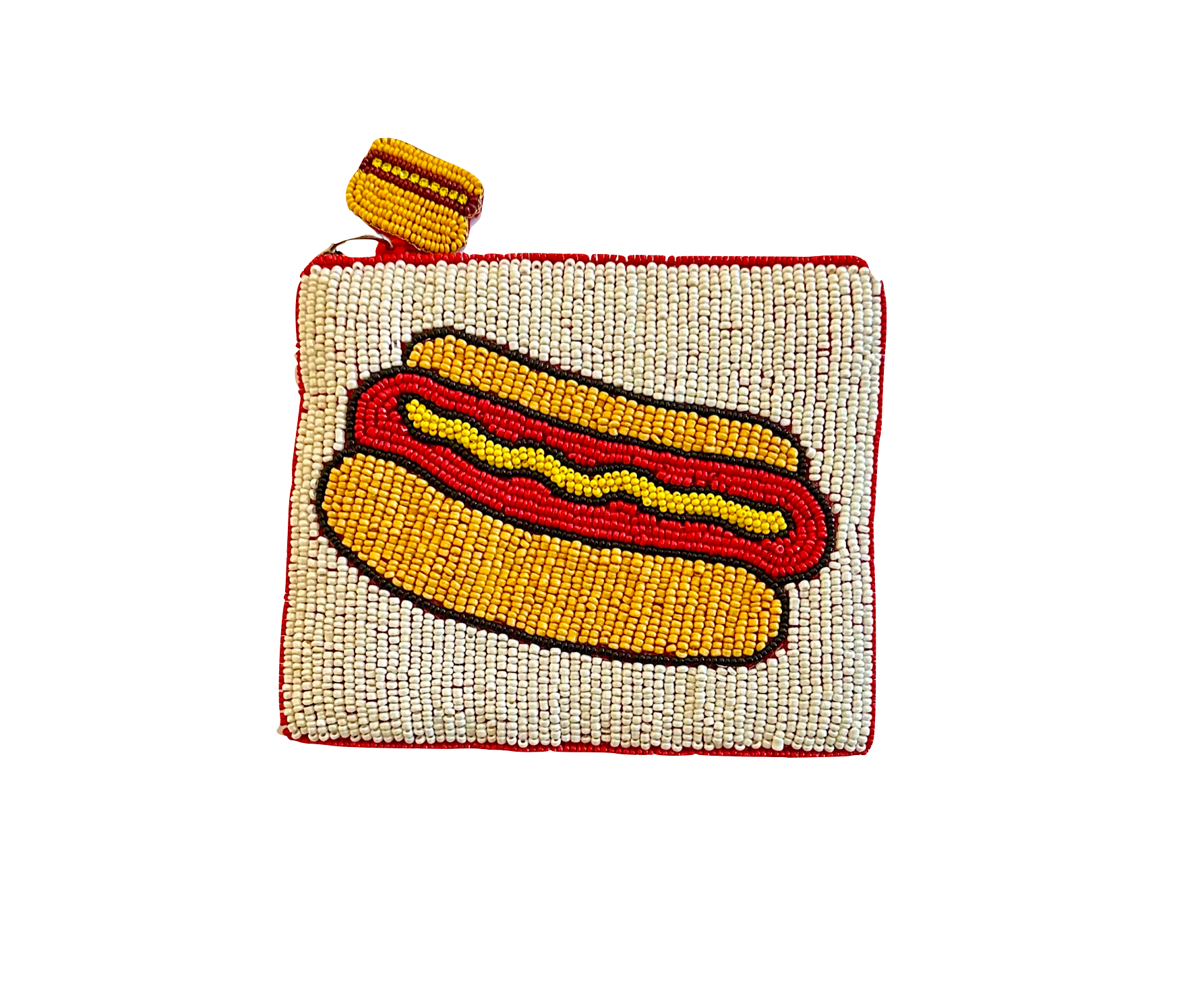 Hot Dog Coin Purse, Hotdog Beaded Bag