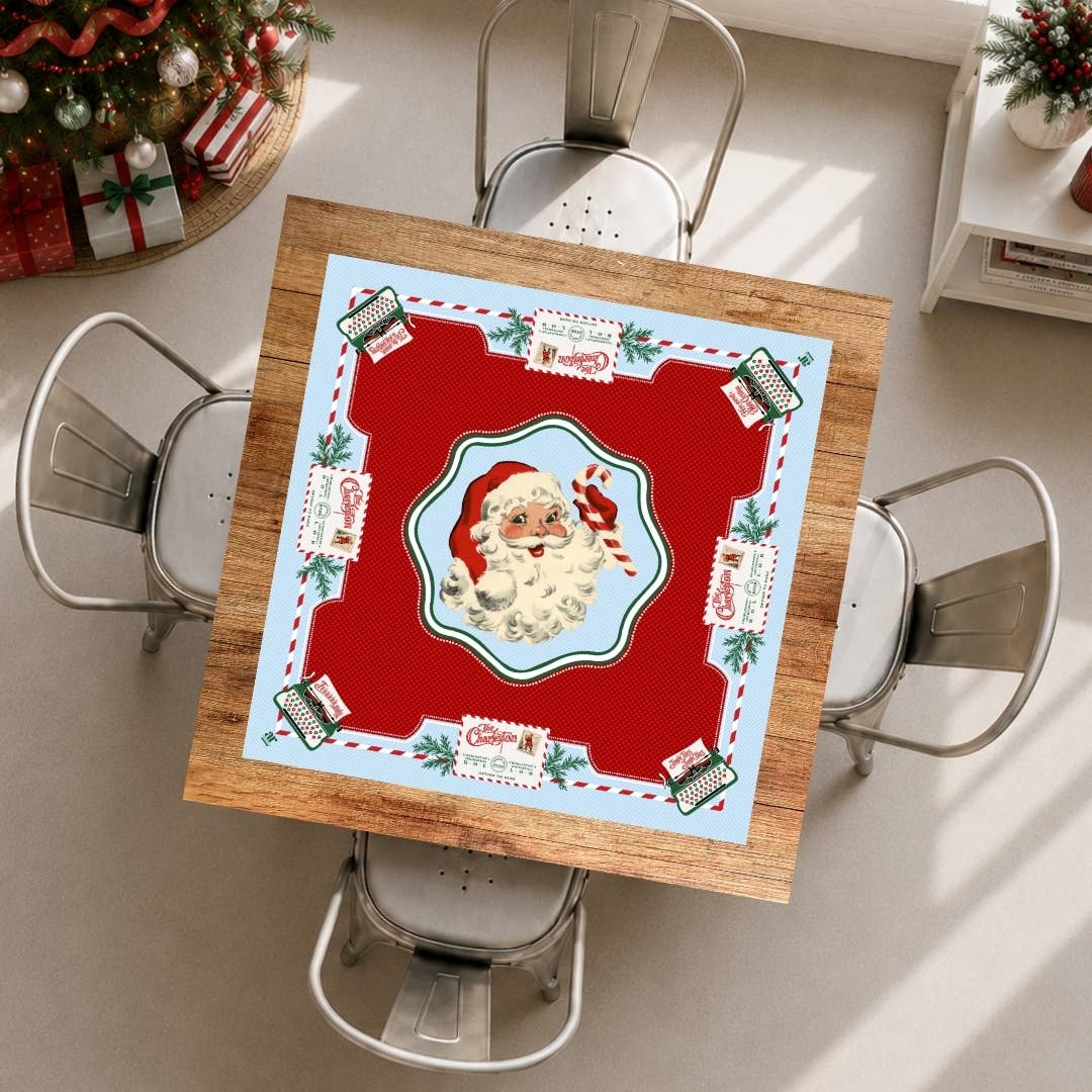 Neoprene Santa’s Mahjong Mail Mat –Vintage Holiday Christmas