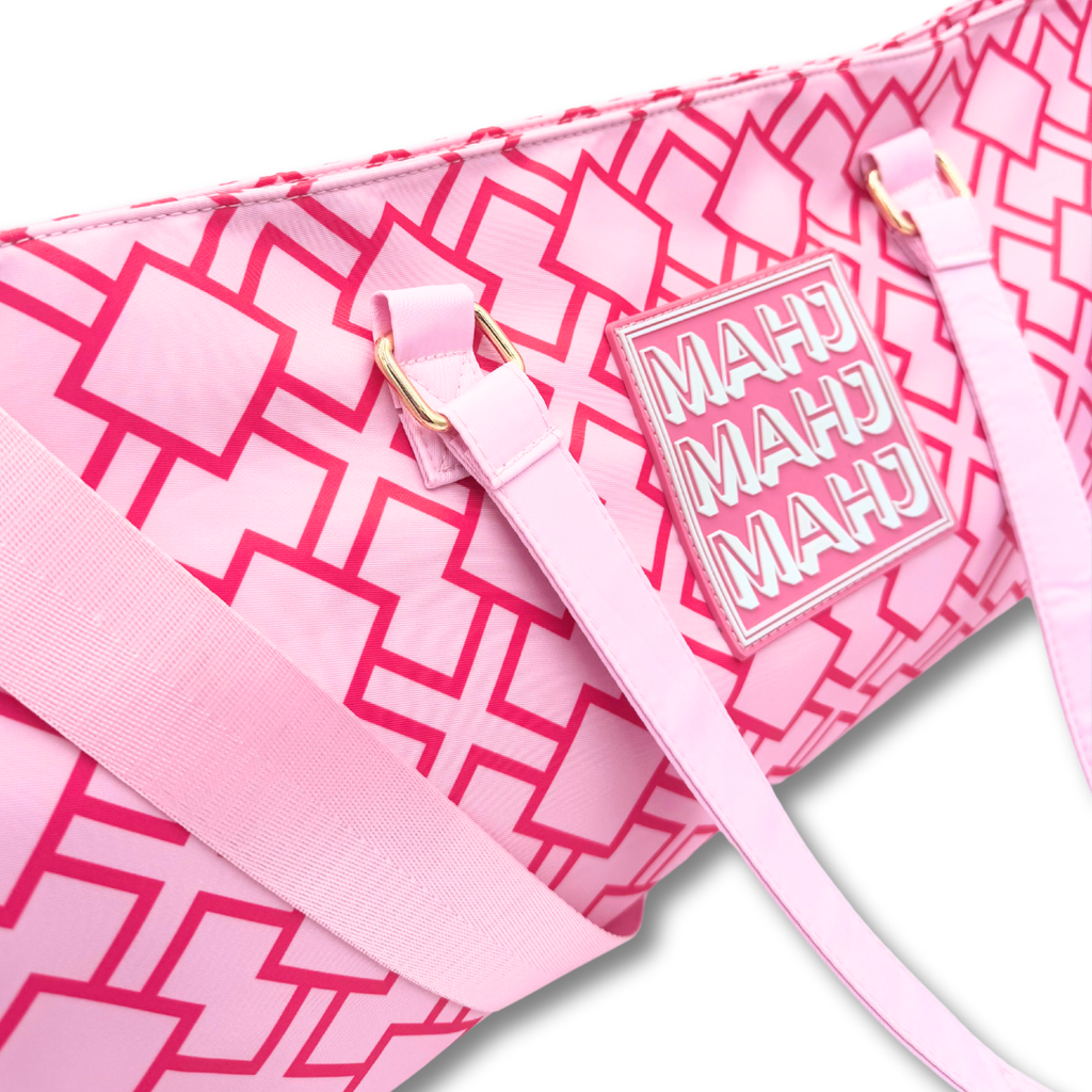 My Fair Mahjong MAHJONG TOTE BAG  |  Wide with Zipper Closure: Arrows- Purple Tote Bag