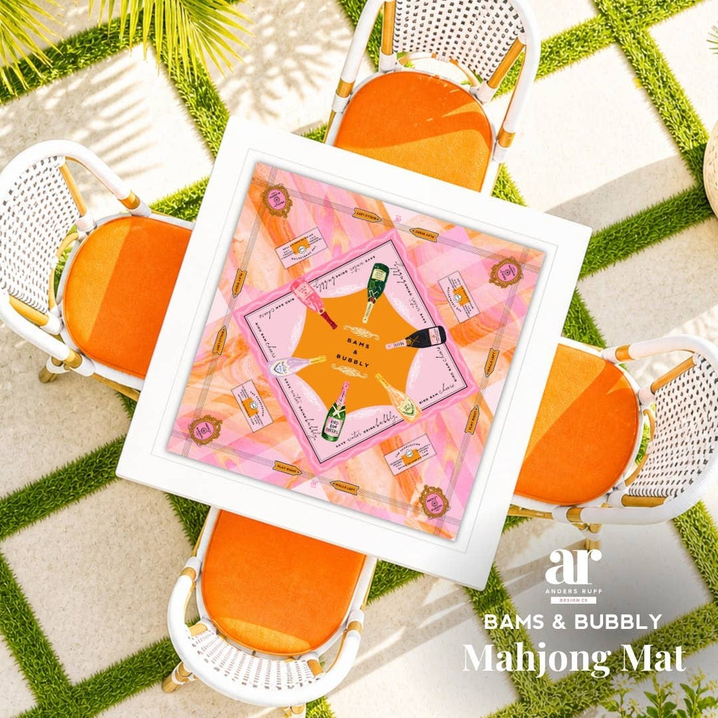 NEOPRENE Bams & Bubbly Mahjong Mat | Champagne & Mahj