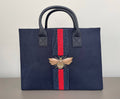 Navy Bee Beaded Bag