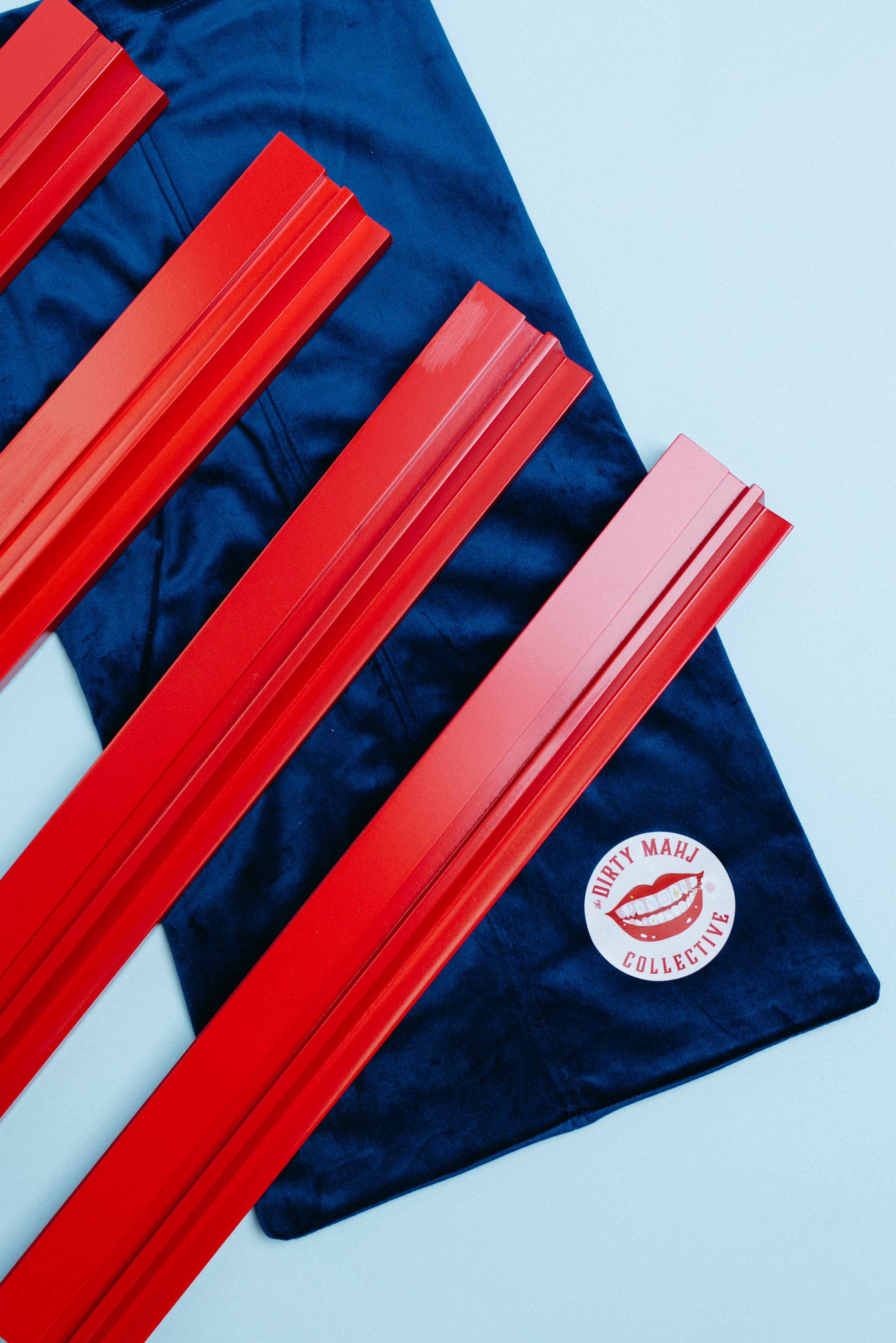 Dirty Mahj- Mahjong Racks (4) - Red Wooden with Magnetic Pushers