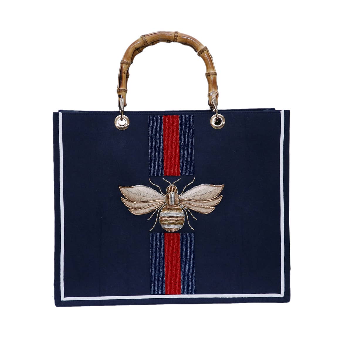 Navy Bee Bamboo Handle