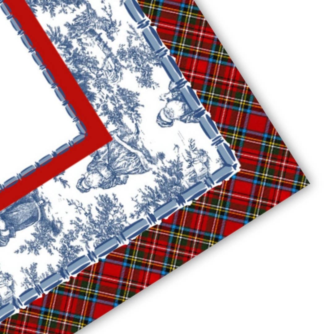NEOPRENE Tartan Toile Noël Mahjong Mat | Holiday Christmas
