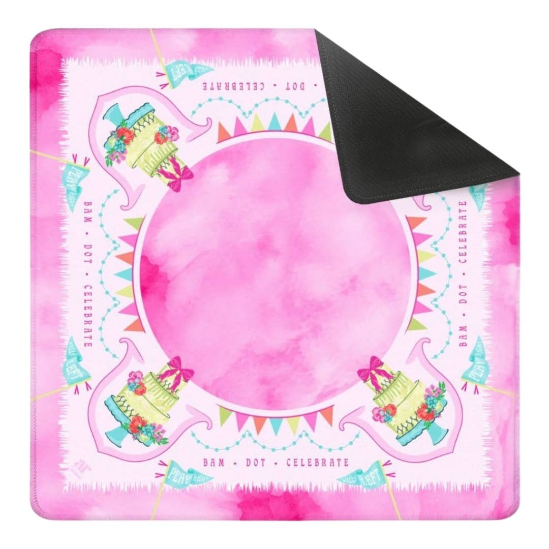 A Mahjong Soirée Mat – Pink Celebration Party [Non-Neoprene]: 31.5" x 31.5"