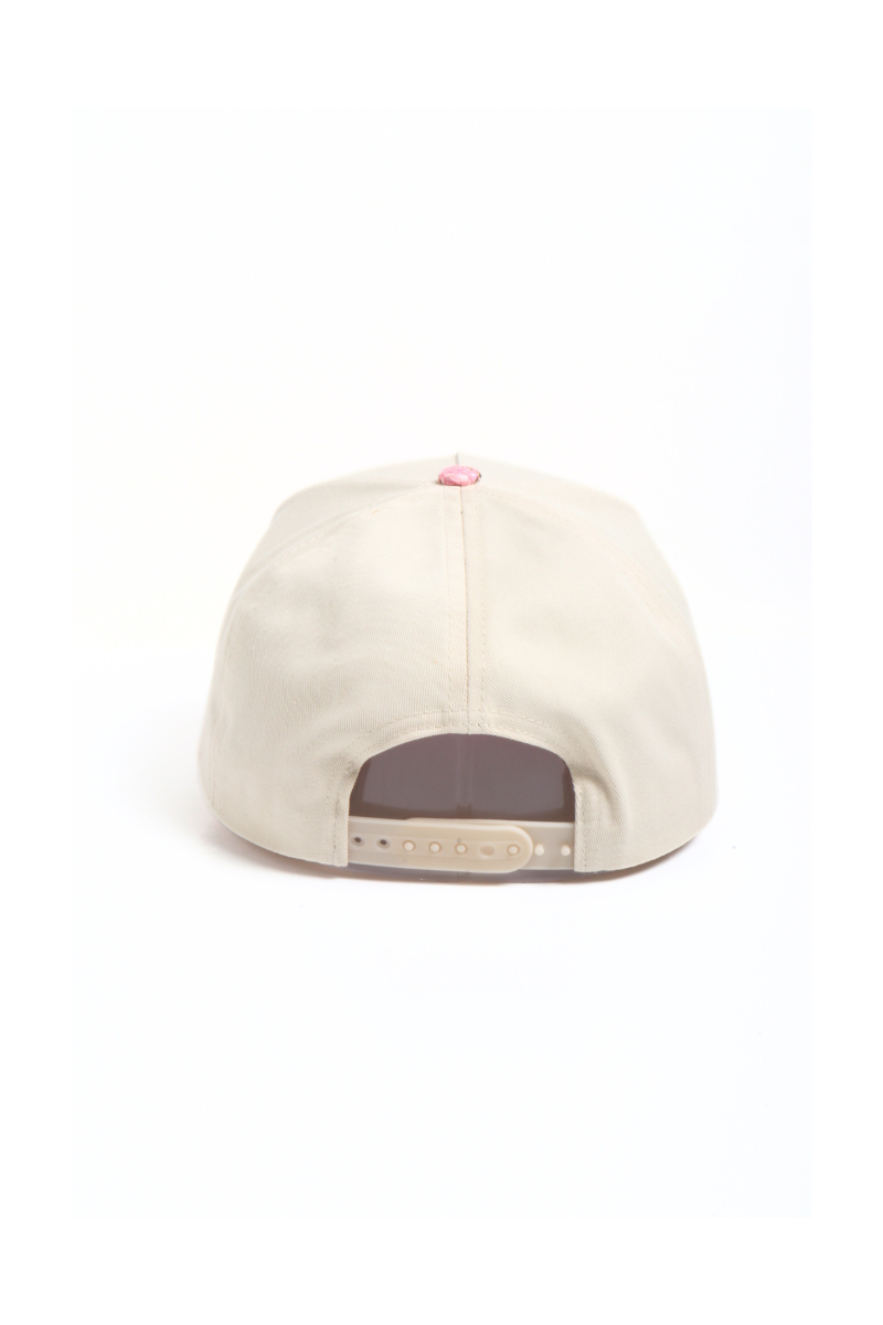 SAVE WATER DRINK CHAMPAGNE embroidered tweed brim cap: Pink