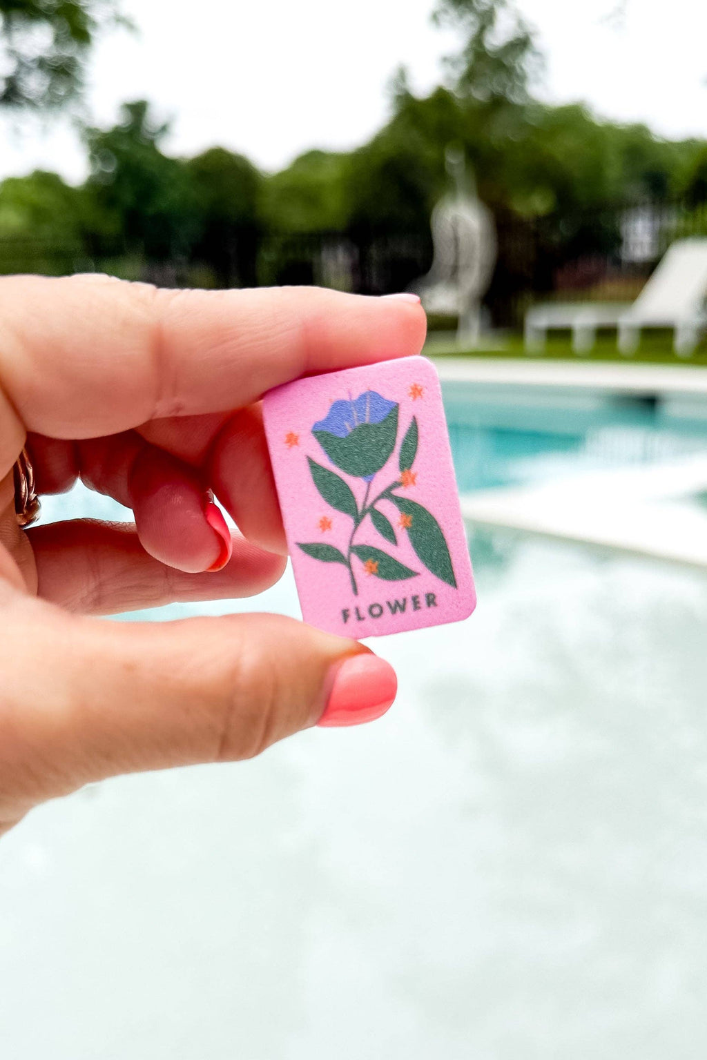 Floating Mahjong Tiles in Floral Pink for the Pool
