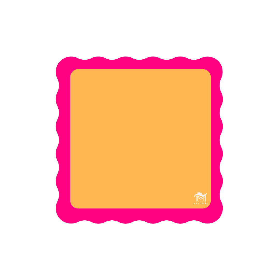 My Fair Mahjong MINI MAHJONG MAT  |  Color Wave  |  21" x 21": Orange Center- Pink Scallop