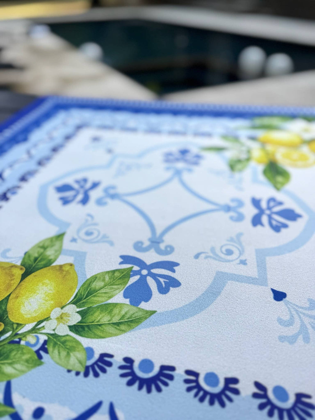 Amalfi Coast Mahjong Mat | Lemon Italy Mediterranean: 31.5” x 31.5” / Limoncello Tile