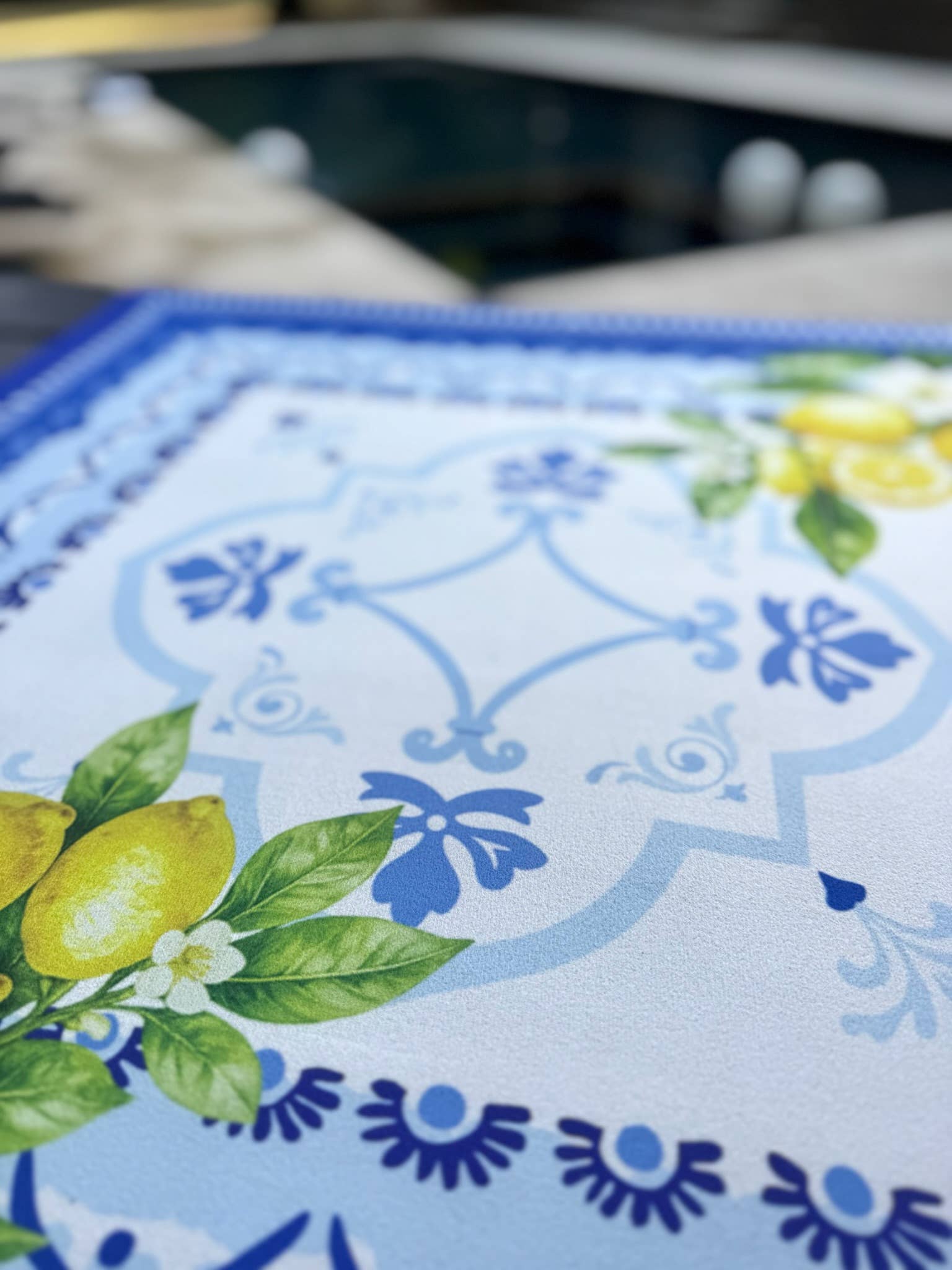 Amalfi Coast Mahjong Mat | Lemon Italy Mediterranean: 31.5” x 31.5” / Limoncello Tile