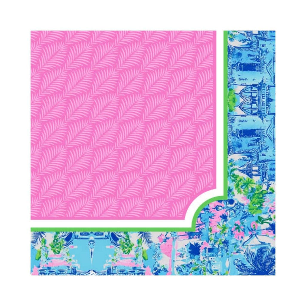 NEOPRENE Palm Beach Collection Mahjong Mat | Pink Blue Lime: Pink Cabana Blue