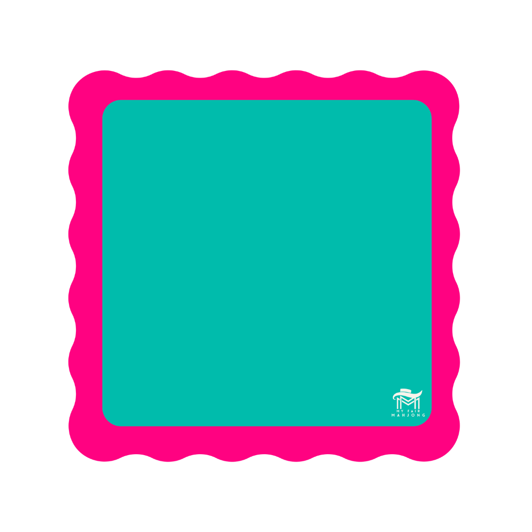 My Fair Mahjong MAHJONG MAT  |  Color Wave  |  31" x 31": Blue Center- Green Scallop