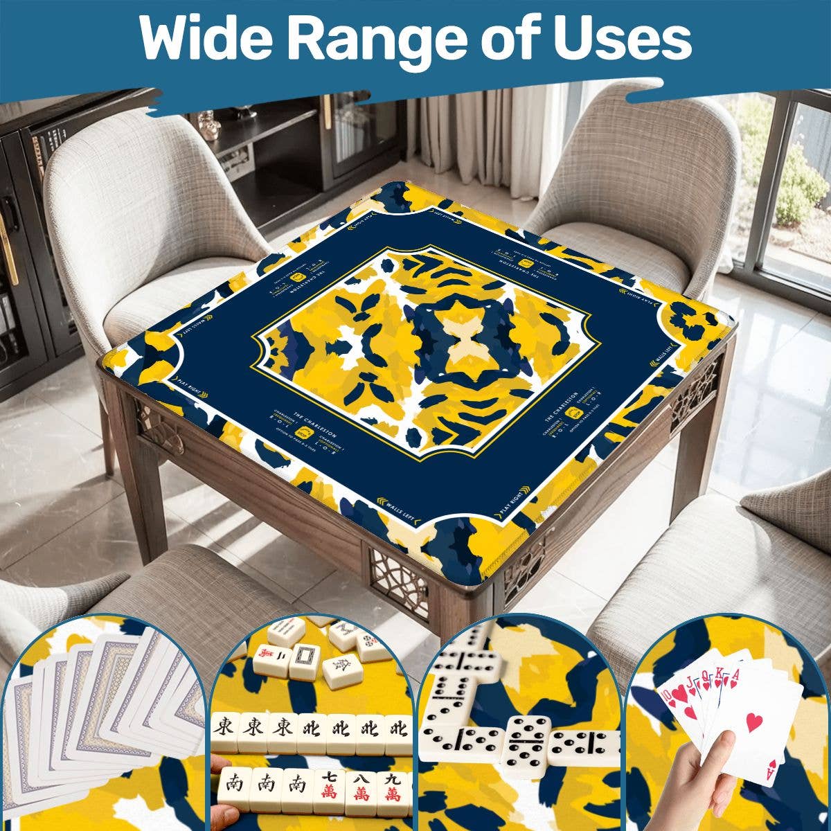Game Day Mahjong Mat | Custom Team Colors | Sports-Inspired : Orange & White / 33" x 33"