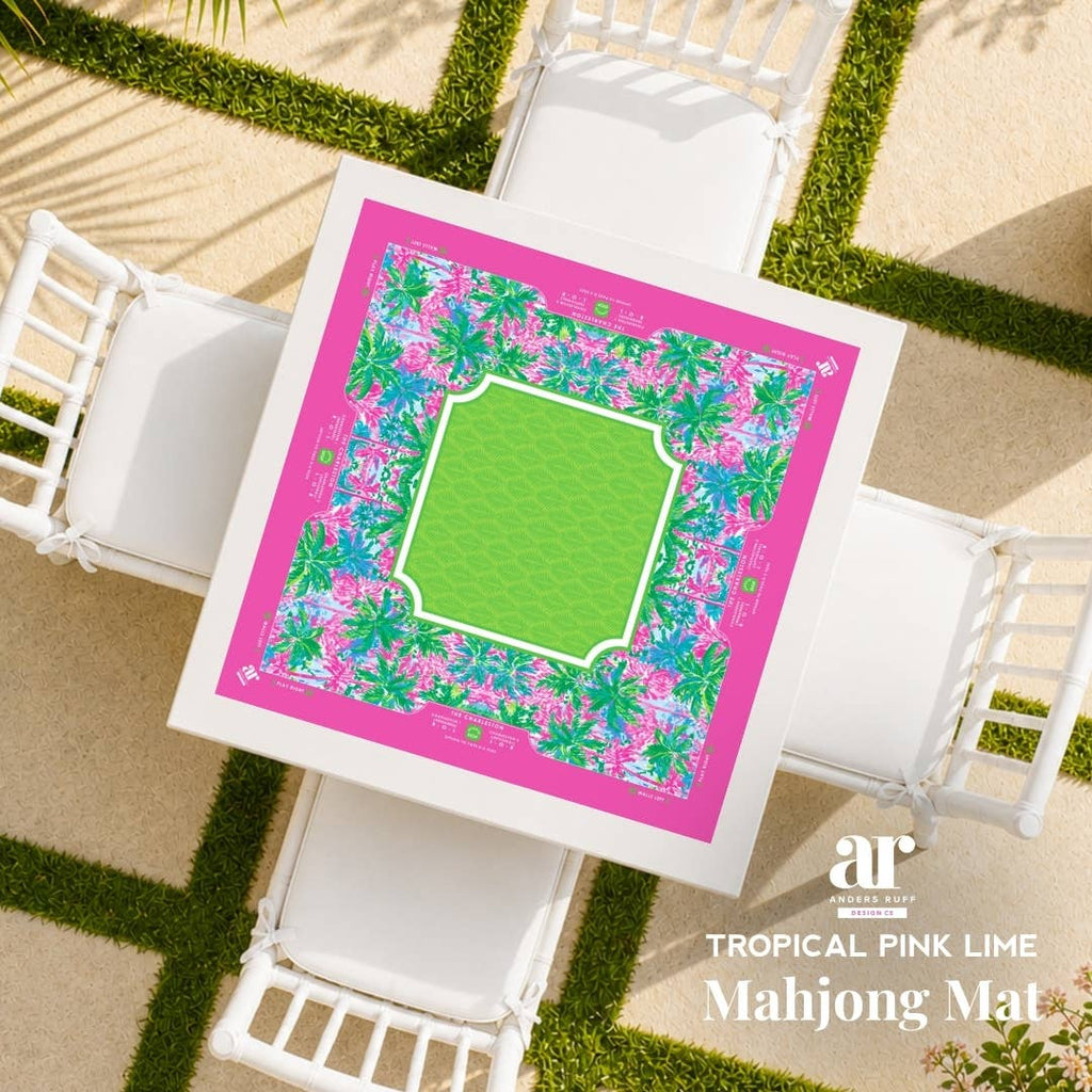 NEOPRENE Palm Beach Collection Mahjong Mat | Pink Blue Lime: Tropical Pink Lime