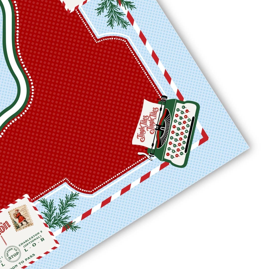 Neoprene Santa’s Mahjong Mail Mat –Vintage Holiday Christmas