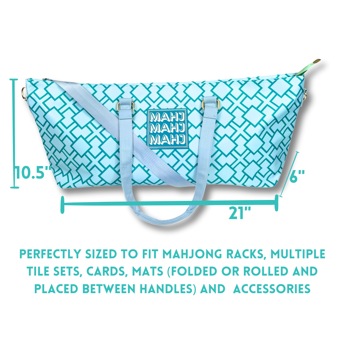 My Fair Mahjong MAHJONG TOTE BAG  |  Wide with Zipper Closure: Geometric- Pink Tote Bag