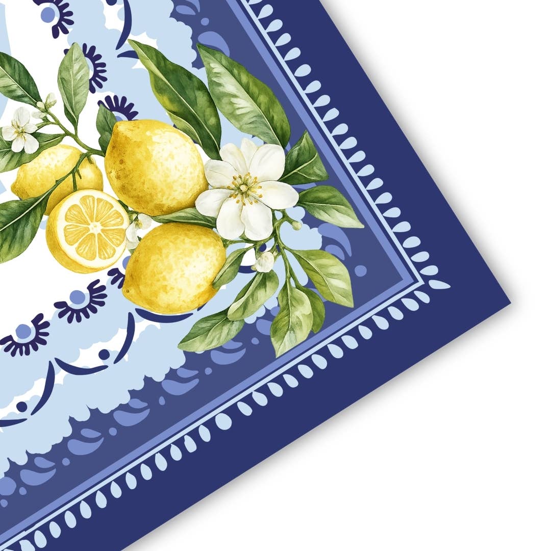 Amalfi Coast Mahjong Mat | Lemon Italy Mediterranean: 31.5” x 31.5” / Limoncello Tile