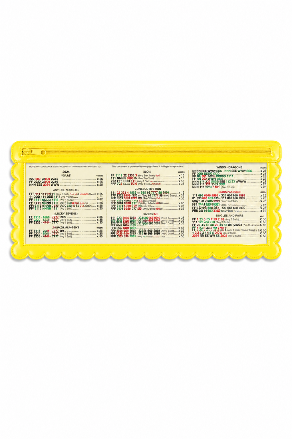 Splash-Proof Mahjong Card Holder for Pool Mahjong - Yellow Scallops STANDARD SIZE: Pack of Four Card Holders