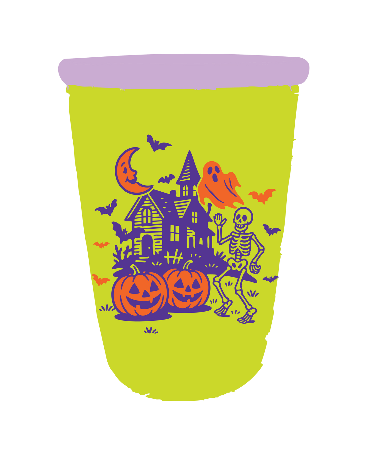 Iced Coffee Sleeve - Ghostly Mansion: Medium (16oz-24oz)
