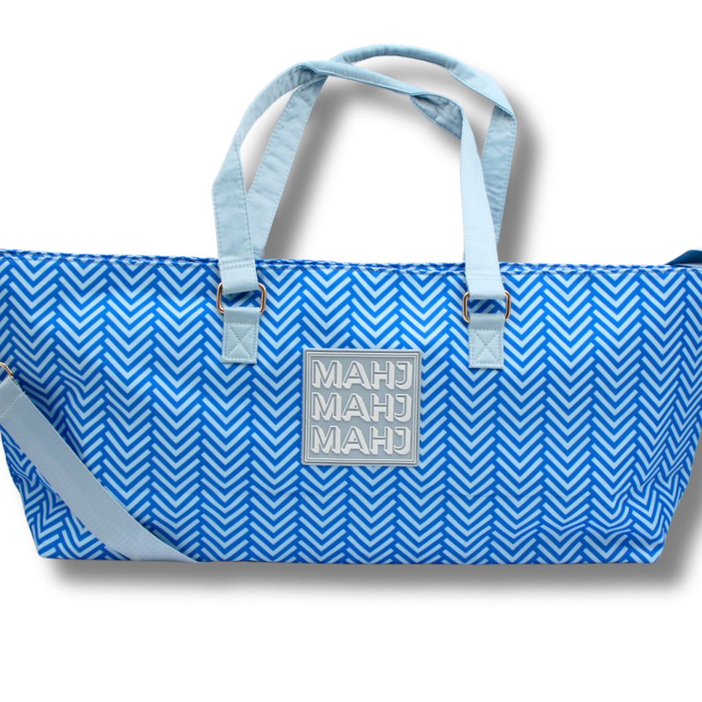My Fair Mahjong MAHJONG TOTE BAG  |  Wide with Zipper Closure: Geometric- Pink Tote Bag
