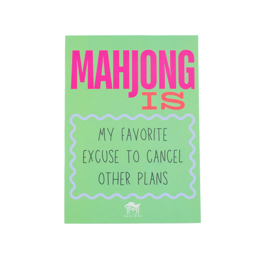 My Fair Mahjong MAHJONG SHUFFLE CARD  |  Mahjong Is Series  |  Sized to Store with League Cards: Blue- Cheaper than Therapy