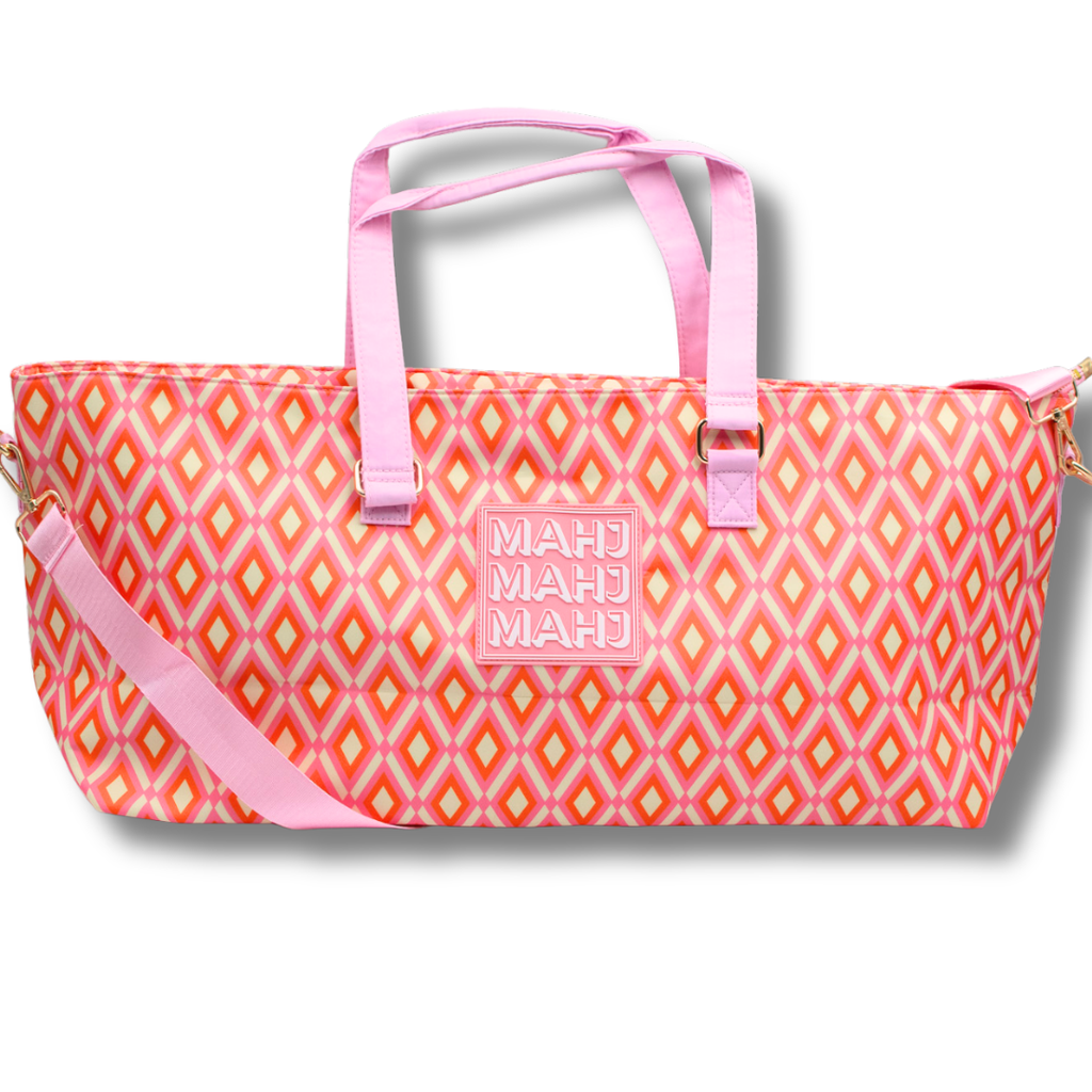 My Fair Mahjong MAHJONG TOTE BAG  |  Wide with Zipper Closure: Arrows- Purple Tote Bag