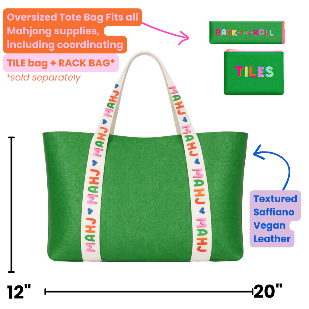 Mahjong Tote Bag Mahjong Tile Bag Leather | Green *NEW*
