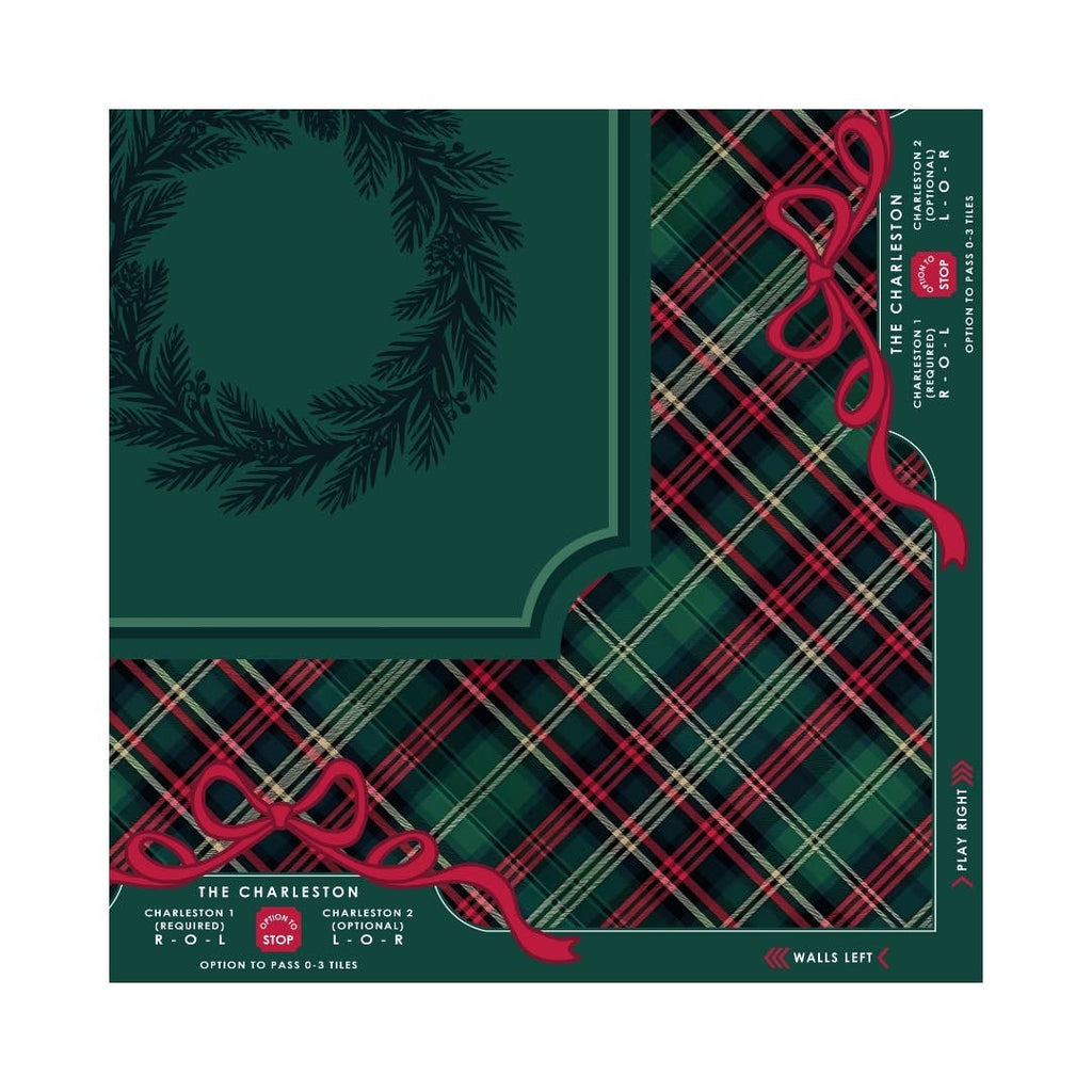 NEOPRENE Evergreen & Tartan Mahjong Mat | Holiday Christmas