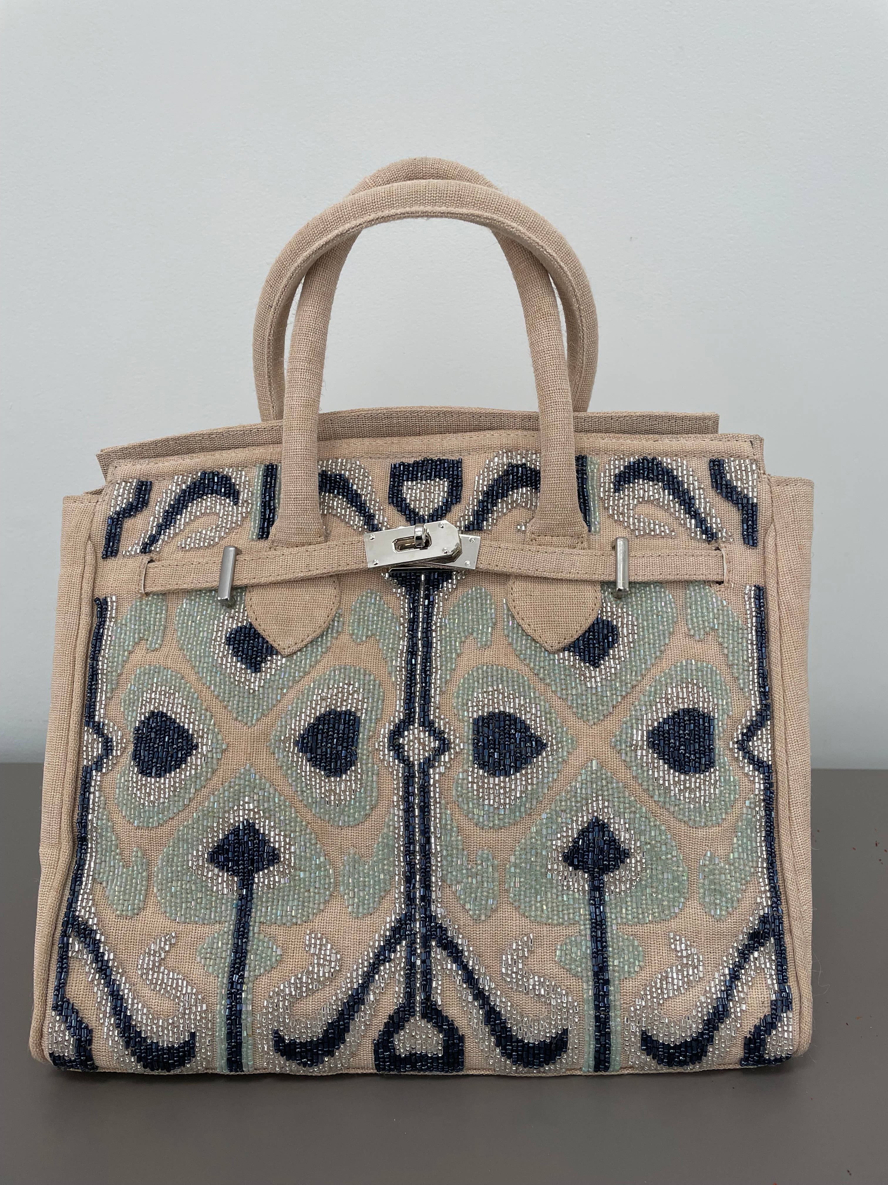 HAND BEADED FURKIN HANDBAG