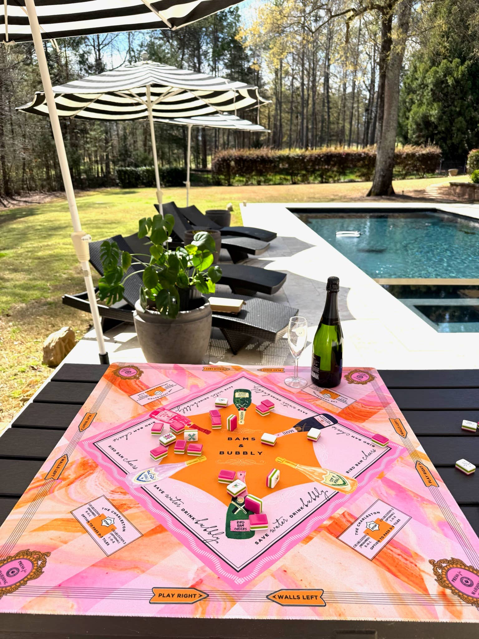 NEOPRENE Bams & Bubbly Mahjong Mat | Champagne & Mahj